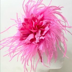 Pink Hot Pink Feather Fascinator Headband Champagne Beige, Coral, Aqua,Lilac